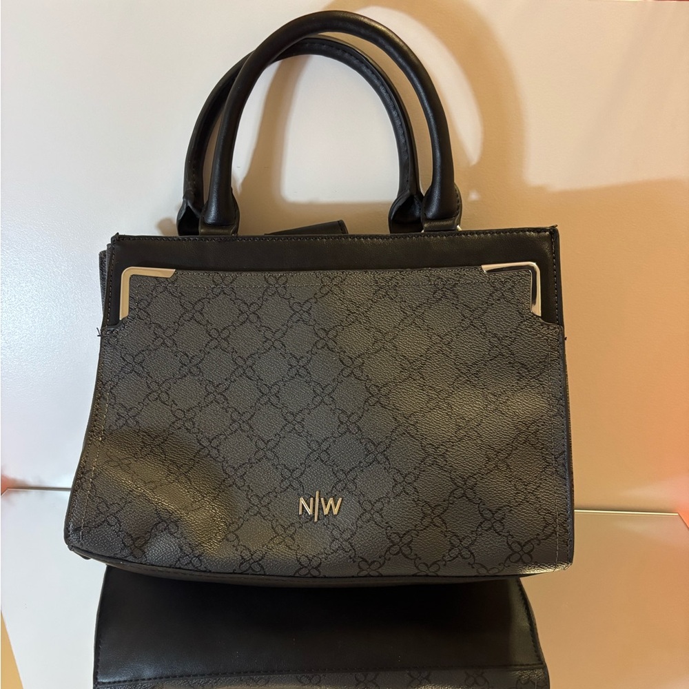 Nine West Black Patterned Satchel